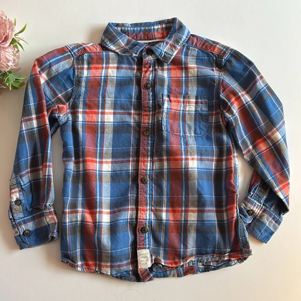 Carter’s Boys Long Sleeve Plaid Oxford Shirt 4T Boys Spring Dress Shirt